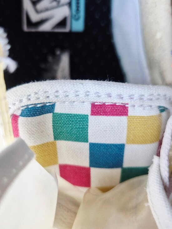 Vans ComfyCush Slip-Skool Checkerboard Multi-Color Sneakers Lace Unisex M9.5 W11 - Picture 10 of 11